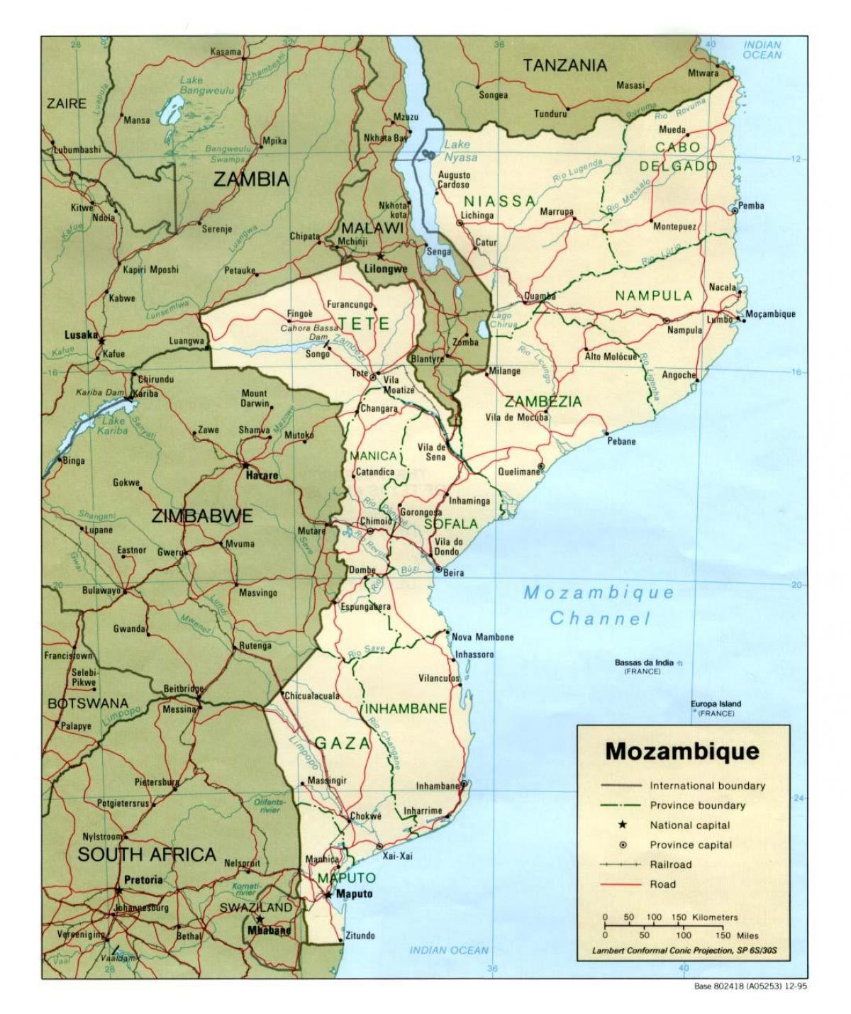 karta Mozambik karta detaljno
