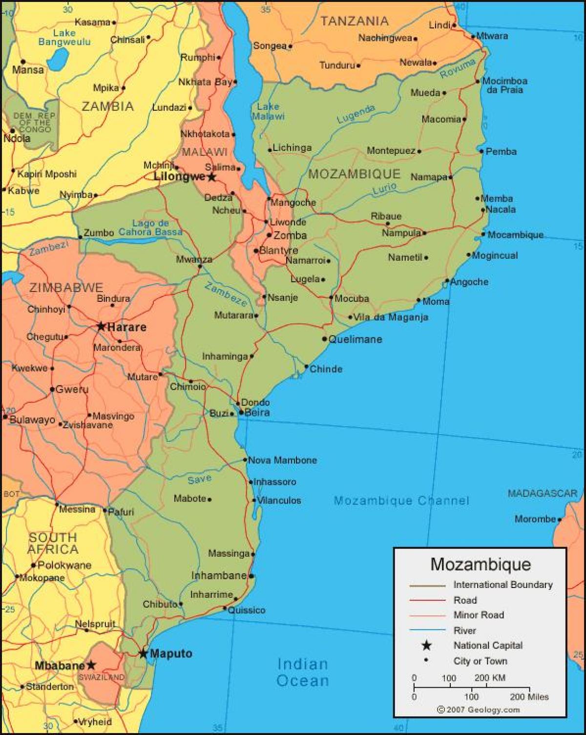 karta obale Mozambika 