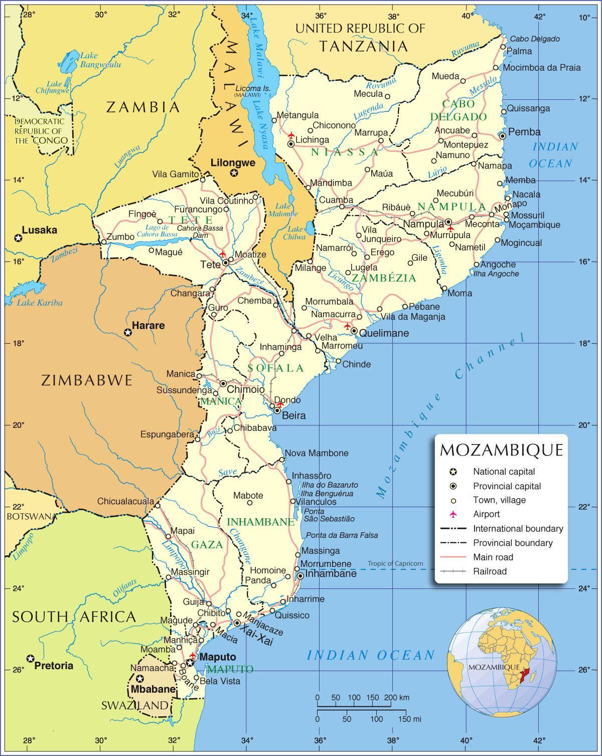 maputo, Mozambik karti