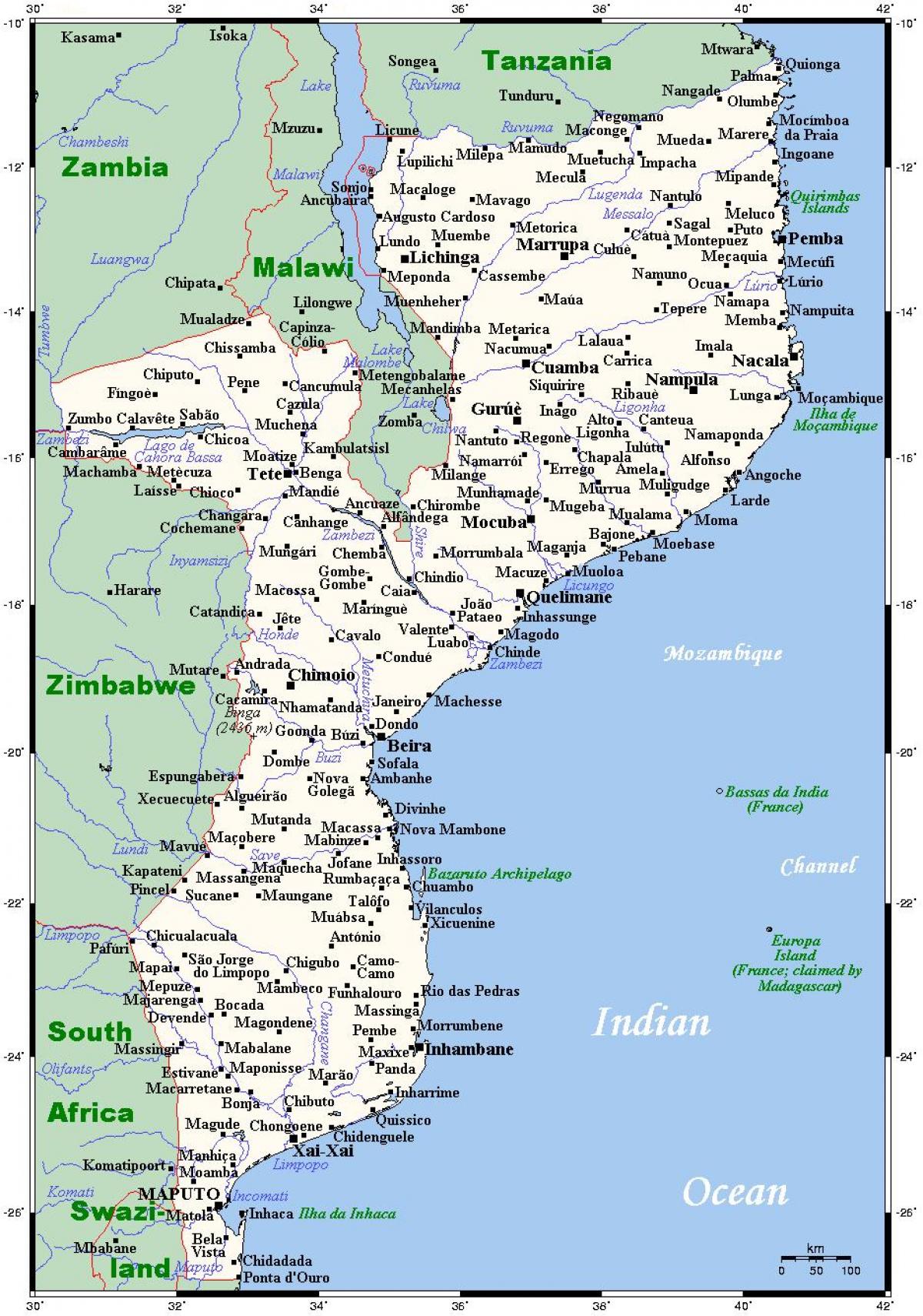 karta grada Mozambika 